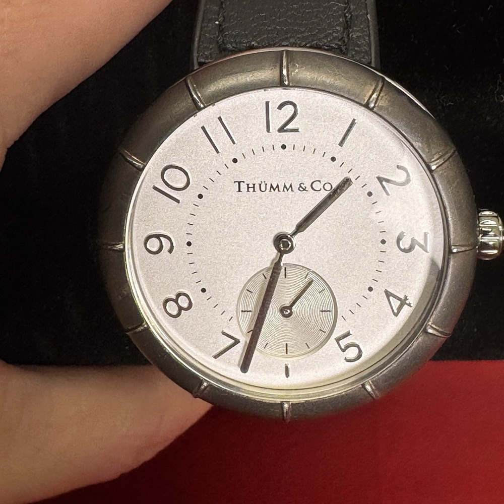 Thumm & Co Abbey Silver Tone Watch With Black Band‎ UNTESTED Battery?